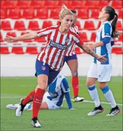  ??  ?? Ángela Sosa, del Atlético, celebra su gol contra el Espanyol.