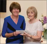  ??  ?? Prize winner Eithne Smith receives her prize from Blainroe Golf Club Lady President Bernie Nelson.