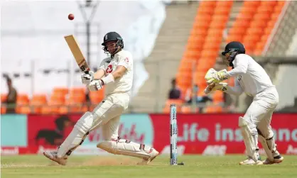  ??  ?? England’s Joe Root bats against India during the third day of the fourth Test in Ahmedabad in March 2021. Photograph: Surjeet Yadav/ Getty Images