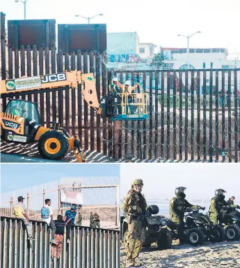  ?? Afp ?? SEGURIDAD. La administra­ción de Trump busca sustituir la valla fronteriza por un muro “alto y hermoso” para evitar el ingreso de migrantes. También exige más fondos para la Patrulla Fronteriza.