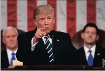 ?? PICTURE: AP ?? US President Donald Trump delivers his first address to a joint session of Congress from the floor of the House of Representa­tives in Washington, DC.