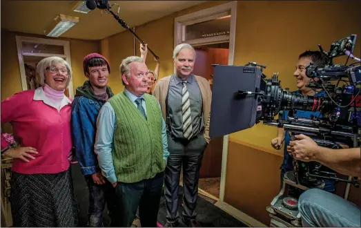  ??  ?? Jack (Ford Kiernan) and Victor (Greg Hemphill) along with Methadone Mick (Scott Reid) and Isa (Jane McCarry) are pictured on the first day of filming