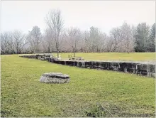  ?? BILL STEVENS ?? Our today photo shows the extensive green lawn behind Anchor Pointe, a seniors residence, with just the tops of the stone walls of Lock 4 visible above the lawn’s surface.