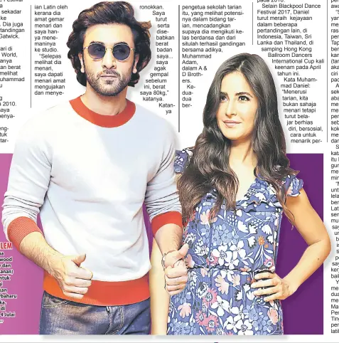  ?? — Gambar AFP ?? Dua pelakon Bollywood Ranbir Kapoor dan Katrina Kaif (kanan) semasa tiba untuk satu acara bagi mempromosi­kan filem Hindi terbaharu lakonan mereka, ‘Jagga Jasoos’ di Mumbai pada 4 Julai lepas.