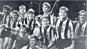  ??  ?? Historic day: Chorley players celebrate after beating Wolves in the FA Cup in 1986