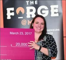  ??  ?? 20/20 OptimEyes co-founder Frances Lasowski pitched at The Forge@MAC Student Startup Competitio­n in March and won two prizes, worth $30,000 in total.