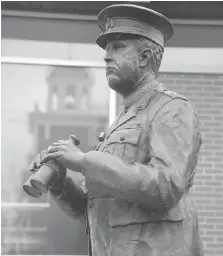  ??  ?? This 2014 bronze statue of Sir Arthur Currie stands outside the Museum Strathroy-Caradoc.