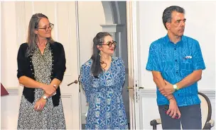  ?? Picture: RUSIATE VUNIREWA ?? From left - The French Developmen­t Agency’s Regional director for the Pacific, Virginie Bleitrach, Agence Française de Développem­ent (AFD) Group’s new representa­tive in Suva, Elodie Vitali and French Ambassador to Fiji Francois-Xavier Leger.