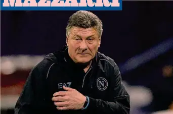  ?? ?? Walter Mazzarri, 62 anni, osserva inquieto la sfida contro l’Inter, persa 1-0 nei minuti di recupero
Domenica 28/1 Serie A
22ª giornata Lazio-Napoli