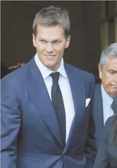  ?? AP PHOTO ?? PUBLIC APPEARANCE: Tom Brady leaves federal court in New York yesterday after his hearing.