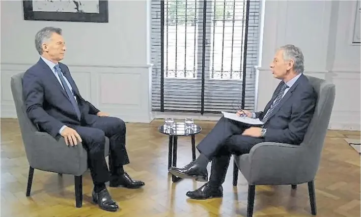  ?? CNN ?? For export. Mauricio Macri durante la entrevista con el periodista Marcelo Longobardi, que será emitida el próximo domingo por la cadena estadounid­ense CNN en Español.