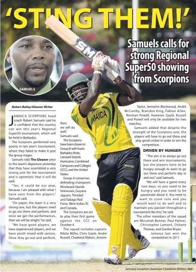  ?? FILE ?? Jamaica Scorpions batsman Chadwick Walton.