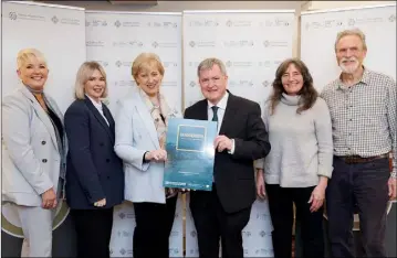  ?? ?? Patricia Liddy, Director of Services, Cork County Council, left, Valerie O’Sullivan, Interim, Chief Executive, Cork County Council, and Katie Mann and Noel Lawn from the Skibereen Town Team pictured with Minister Heather Humphreys and Minister of State Kieran O’Donnell, at an event to mark local authoritie­s’ completion of 26 Town Centre First Plans. Picture: Andres Poveda.