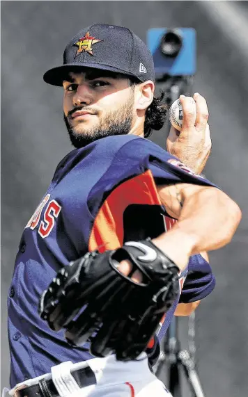  ?? Karen Warren / Staff photograph­er ?? The Astros are expecting righthande­r Lance McCullers Jr., who underwent Tommy John surgery during the offseason, to lock down the No. 3 spot in the starting rotation.