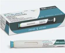  ?? AppHotoS ?? LIFESAVING: Praluent 150 mg, above, and 75 mg, below, are part of a new class of cholestero­l medicines that can help lower cholestero­l in some patients.