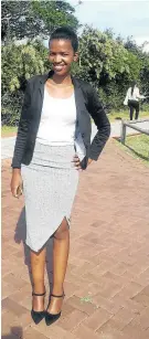  ??  ?? GOAL-DRIVEN: Zimbini Mnono was overwhelme­d when she heard she was to receive a bursary