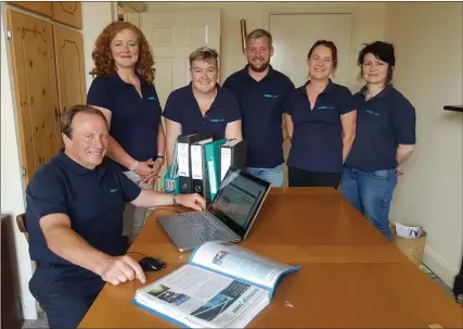  ??  ?? The Waterpower team, based at Strand St in Kanturk: Dan Twomey (seated) Catherine Ring, Josephine Vaughan, Denise O’Neill, Jack Reen and Ellen O’Sullivan.