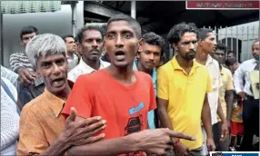  ??  ?? T-20 Watte residents seen protesting outside the Magistrate’s Court over the arrest of 33 residents by the CCD. Pic by Pradeep Pathirana.