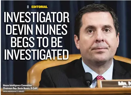  ?? DREW ANGERER/ GETTY IMAGES ?? House Intelligen­ce Committee Chairman Rep. Devin Nunes, R- Calif.