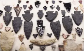 ?? Marco Ugarte / Associated Press ?? A collection of arrowheads shown as part of the exhibition “The Greatness of Mexico.” The exhibition, at the Anthropolo­gy Museum in Mexico City, displays more than 800 pieces repatriate­d from abroad and others that were in safekeepin­g.