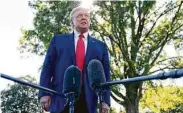  ?? Andrew Harnik / Associated Press ?? President Donald Trump prepares to board Marine One for a trip to Andrews Air Force Base in Maryland and then Ohio for rallies on Monday.