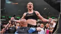  ?? ?? Katie Taylor celebrates victory after her undisputed world lightweigh­t championsh­ip fight with Amanda Serrano at Madison Square Garden in New York.