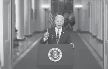  ?? EVAN VUCCI/AP ?? President Biden addresses the nation Tuesday from the White House about the end of the war in Afghanista­n.