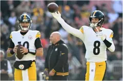  ?? Eagles, respective­ly. Nick Cammett/Getty Images ?? Former Steelers quarterbac­ks Mitch Trubisky, left, and Kenny Pickett now play for the Buffalo Bills and Philadelph­ia