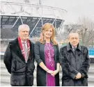  ??  ?? New home: (from left) David Gold, Karren Brady and David Sullivan at London Stadium