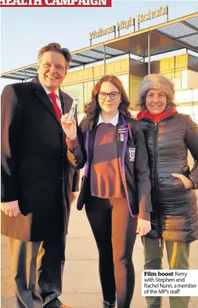  ??  ?? Film boost Kerry with Stephen and Rachel Nunn, a member of the MP’s staff