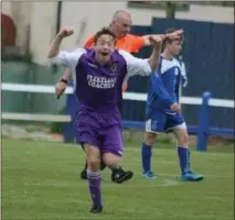  ??  ?? Aaron Roche celebrates after scoring the winning goal.