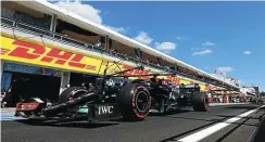  ?? Picture: Mark Thompson/Getty Images ?? Lewis Hamilton driving the Mercedes AMG Petronas, in the pit lane during qualifying for the grand prix at Hungarorin­g in Budapest yesterday.