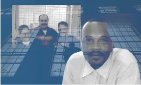  ?? ?? Foreground: Jarvis Masters. Background: Keith Doolin with his family. Both men are on death row at San Quentin. Composite: The Guardian/ Courtesy of freejarvis.org/Courtesy of Keith Doolin/ Eric Risberg/AP