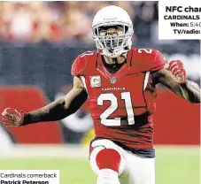  ??  ?? Cardinals cornerback Patrick Peterson