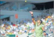  ?? AFP ?? Rafael Nadal serves against Argentina's Diego Schwartzma­n during their French Open quarter-final on Wednesday.