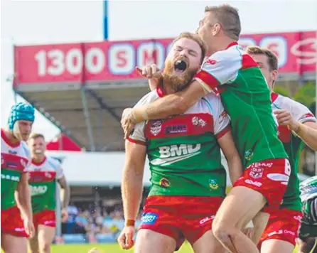 ?? Picture: File ?? SHOCK INJURY: Valleys Roosters Jordan Drew (pictured left playing for the Wynnum Manly Seagulls in 2019) dislocated and broke his ankle at the weekend.