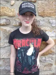  ?? SUBMITTED PHOTO ?? Berks-Mont kid reviewer Rodeo Marie Hanson, 13, of Fleetwood, wears the Bela Lugosi Dracula T-shirt that was sent to her from Bela’s estate which holds the rights to Bela’s image and likeness.