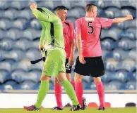  ??  ?? Thrashed Clyde keeper Jamie Barclay (left) shows a dejected look at after the final whistle.