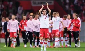  ??  ?? Robert Lewandowsk­i is essentiall­y responsibl­e for rousing and inspiring the entire Poland team. Photograph: Michael Regan/Getty Images