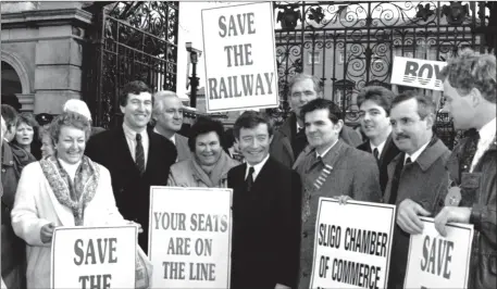  ??  ?? Flashback to 1991 when a protest march was held in Dublin for the Sligo/Dublin rail line which was threatened with closure. The march was organised by the Chambers of Commerce in the towns located along the line.