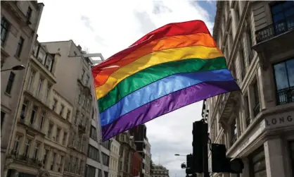  ??  ?? A business owner in Kentucky changed LGBTQ to read ‘liberty, guns, Bible, Trump and BBQ’. Photograph: Daniel Leal-Olivas/PA