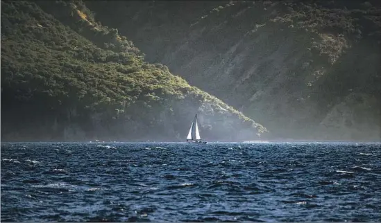  ?? Allen J. Schaben Los Angeles Times ?? A SAILBOAT cruises off Catalina Island. If it’s possible to maintain a comfortabl­e, sustainabl­e existence at sea, the human race can, if it wants to, do it on land as well.