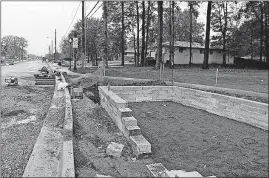  ?? [ANDREA NOALL/DISPATCH] ?? Rain gardens are installed along Etna Road in Whitehall as part of a street reconstruc­tion project. A city official said the water-retention basins probably are bigger than those planned in North Linden but share the purpose of improving aesthetics and...