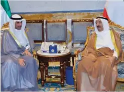  ??  ?? His Highness the Amir Sheikh Sabah Al-Ahmad Al-Jaber Al-Sabah meets with National Assembly Speaker Marzouq Al-Ghanem.