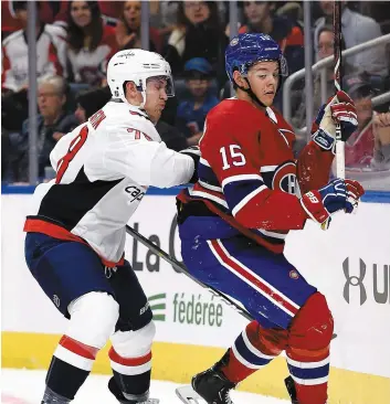  ?? PHOTO AGENCE QMI, STEVENS LEBLANC ?? Jesperi Kotkaniemi s’est bien tiré d’affaire face aux Capitals jeudi soir à Québec.