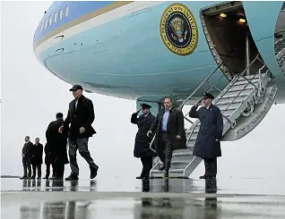  ?? /Reuters ?? On the campaign trail: US President Joe Biden disembarks from Air Force One as he arrives for a campaign event in Saginaw, Michigan, last week.