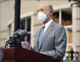  ?? MEDIANEWS GROUP ?? Gov. Tom Wolf, at a press conference in Reading in April, has changed his approach to pandemic-related mandates.