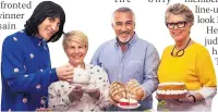  ??  ?? FLANTASTIC Noel, Sandi, Paul and Prue star in the new Bake Off