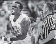  ??  ?? North Carolina guard P.J. Hairston reacts after a basket against Maryland in their ACC semifinal Saturday. The Tar Heels won 79-76, stopping two Terrapins’ late tries to tie.