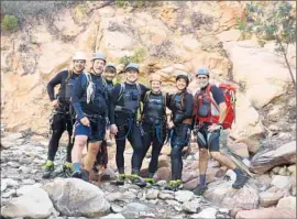  ?? National Park Service ?? THE GROUP before their hike: Gary Favela, Don Teichner, Muku Reynolds, Steve Arthur, Linda Arthur, Robin Brum and Mark MacKenzie, from left.